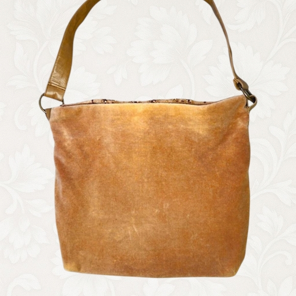 Vintage Y2k Boho Whimsigoth LeChateau Brown Tan Embroidered Beaded shoulder bag - Picture 2 of 15